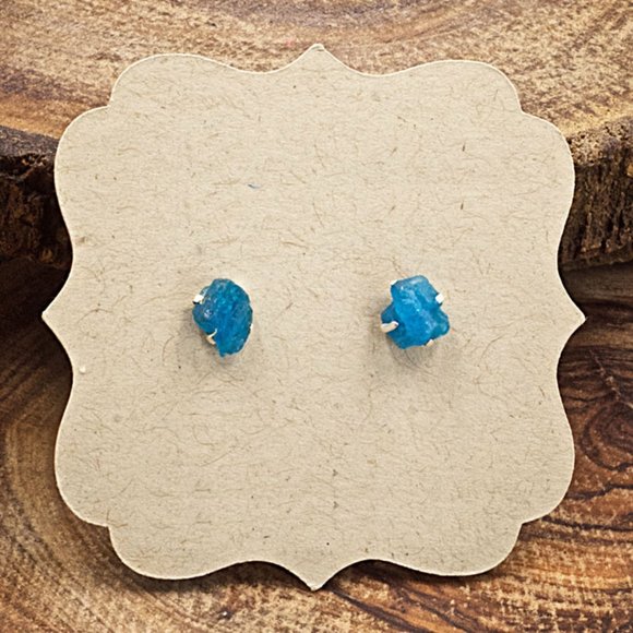 Apatite and Sterling Silver Crystal Stud Earrings - Picture 1 of 2